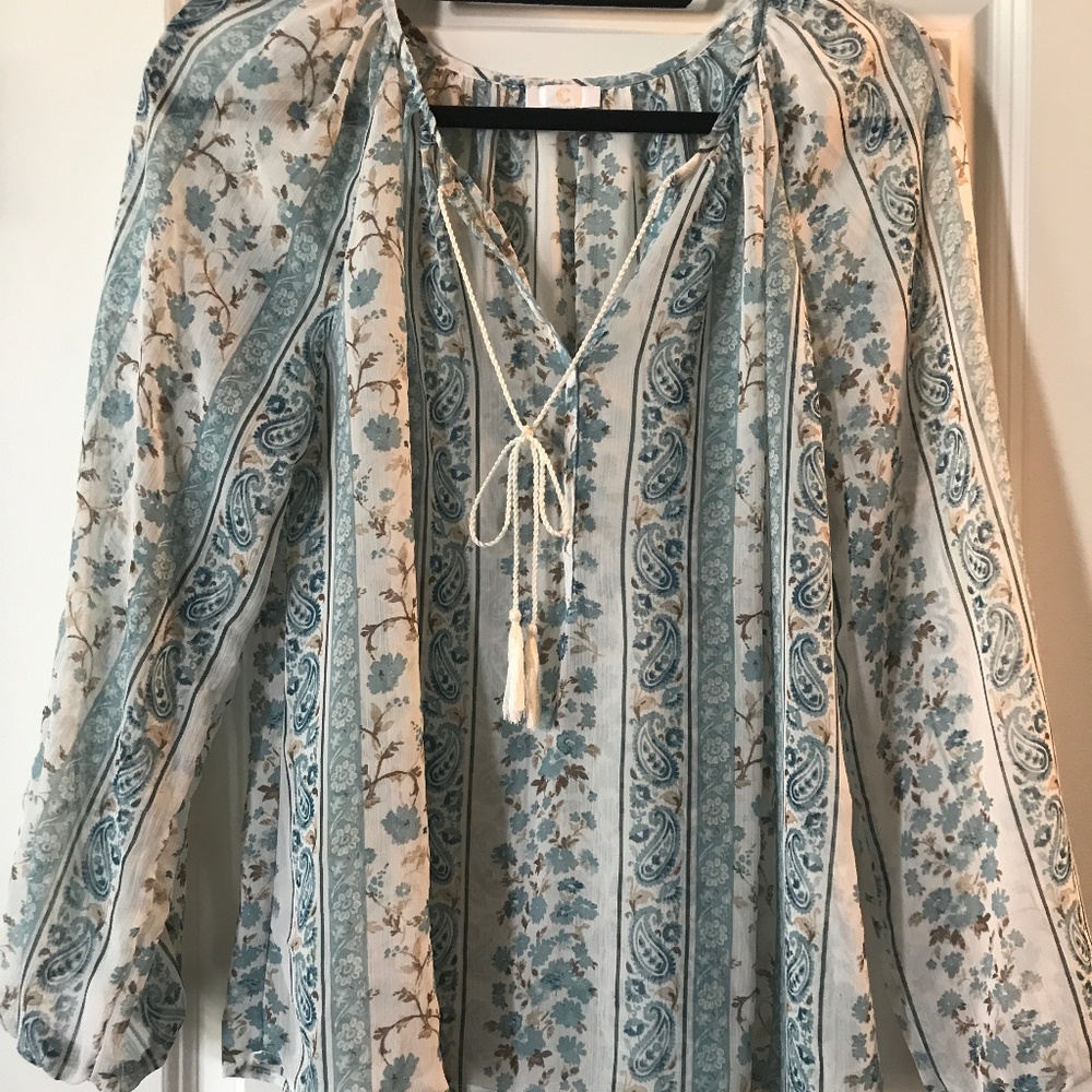 Charming Charlie Paisley Flowy Long Sleeve Top